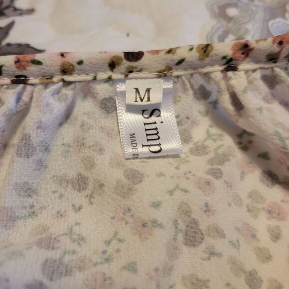 SimpleFun Women's Boho Tops Floral V Neck Short Sleeve  Blouse Shirts Size Mediu - Picture 6 of 7